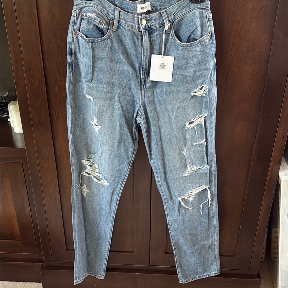 Pistola Blue Boyfriend Jeans Distressed Relaxed Fit